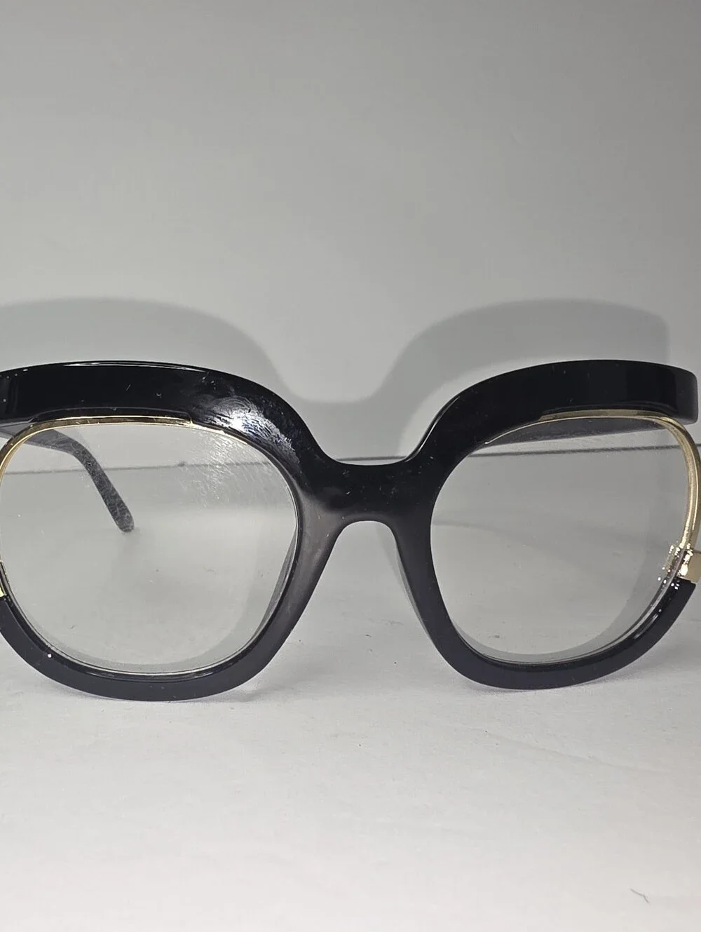 Oversized Black & White Browline Eyeglass Frames Bundle Of 2 Retro Vintage Chic